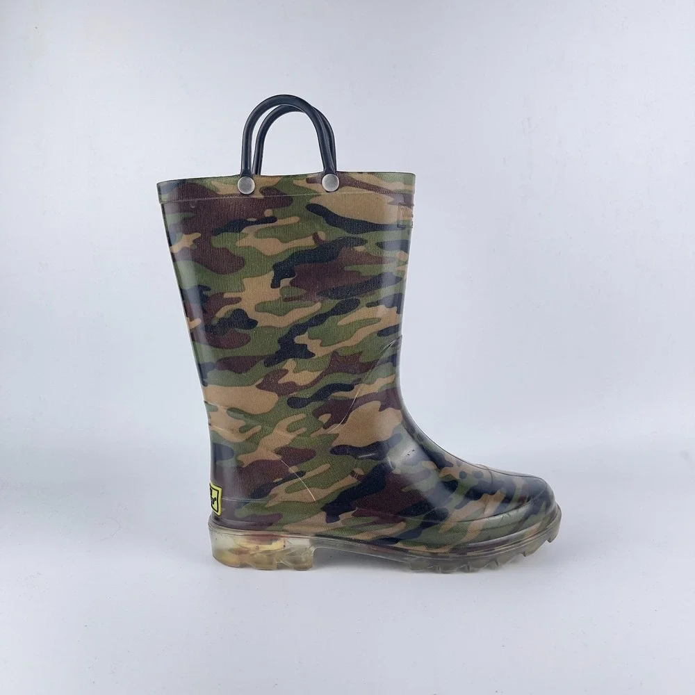 Western Chief Rain Boots Kids 13/1 Multi‎ Camo Lighted Waterproof Pull On Straps